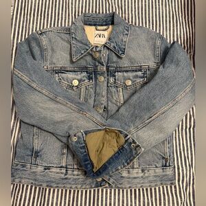Zara Denim Fur Lined Heavy Weight Jean Jacket